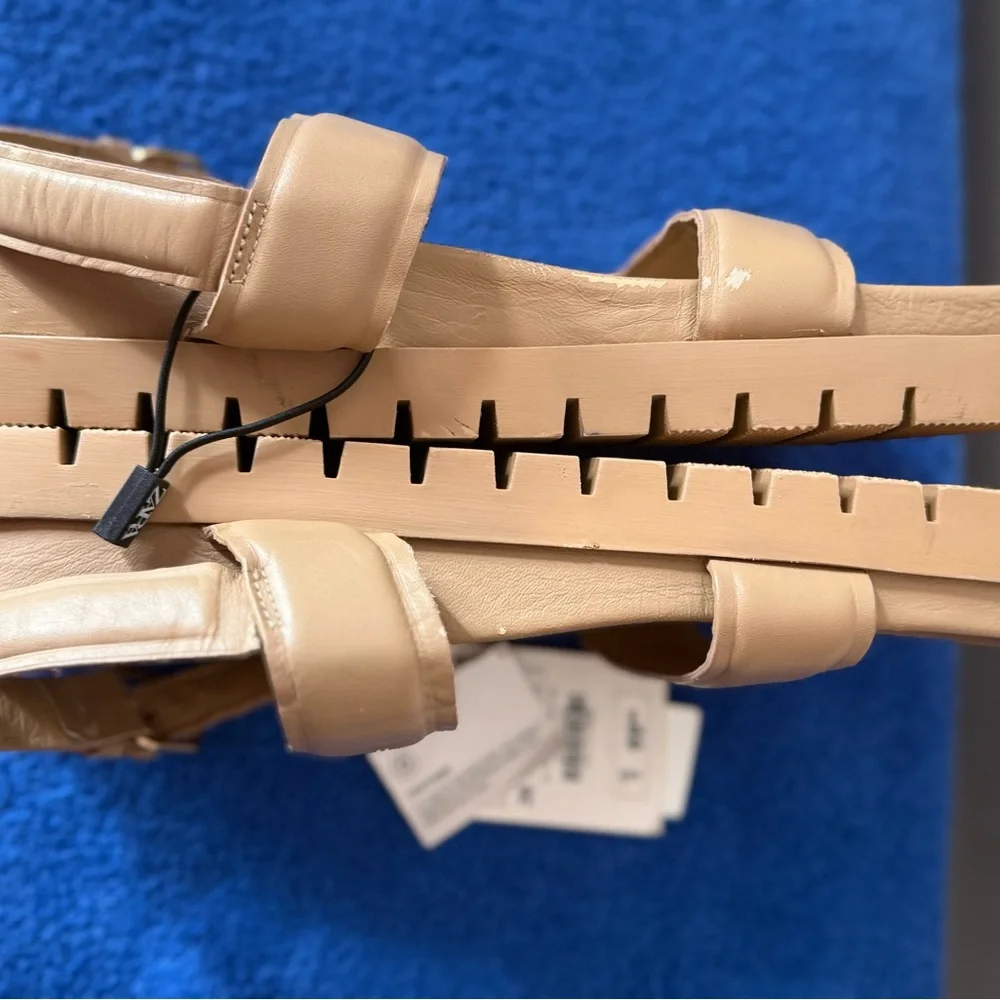 Zara Women's Tan Leather Sandals US 7.5, EU 38 New With Defects - Picture 3 of 8